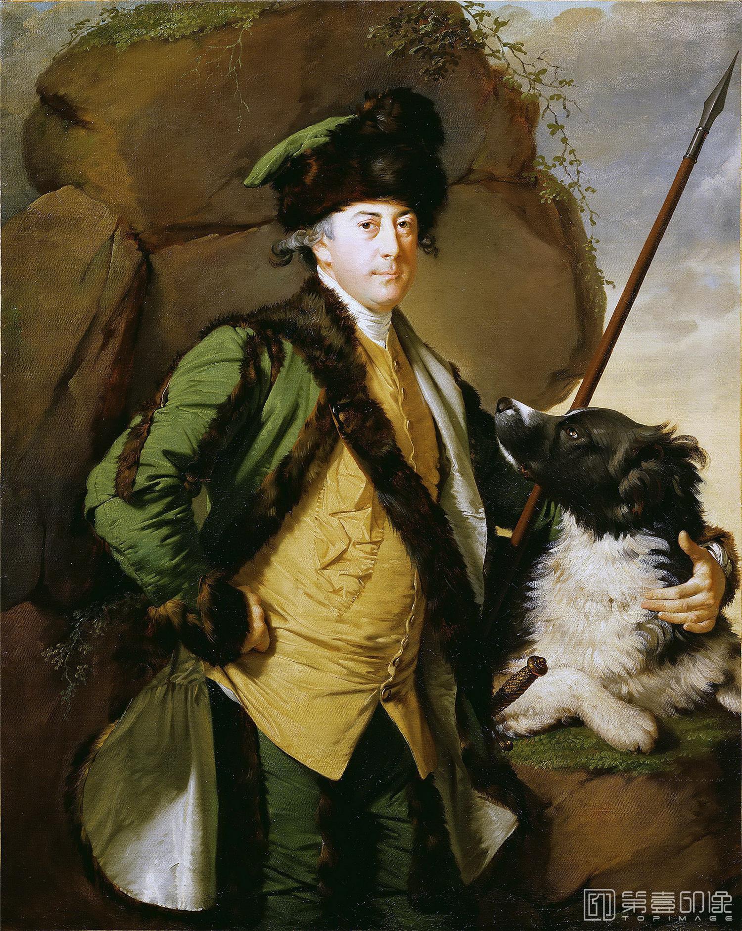 油画-美国洛杉矶保罗盖蒂美术馆-Райт Джозеф (Дерби 1734-1797) - Джон Ветем из Кирклингтона (127х101 см) 1780-255